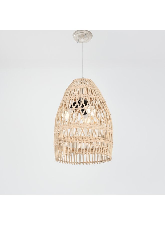 تبس هوم لمب نجفة TBS باللون بيج مصنوعة من بامبو لإضاءة المنزل والديكور - Image 1